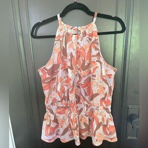 Like New! Sz Large Nine West peplum printed top